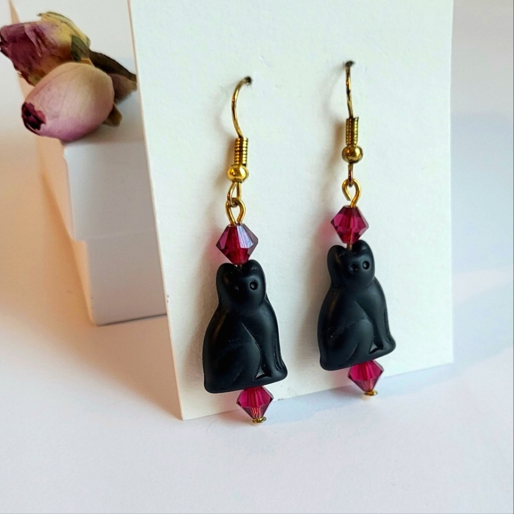 black cat earrings